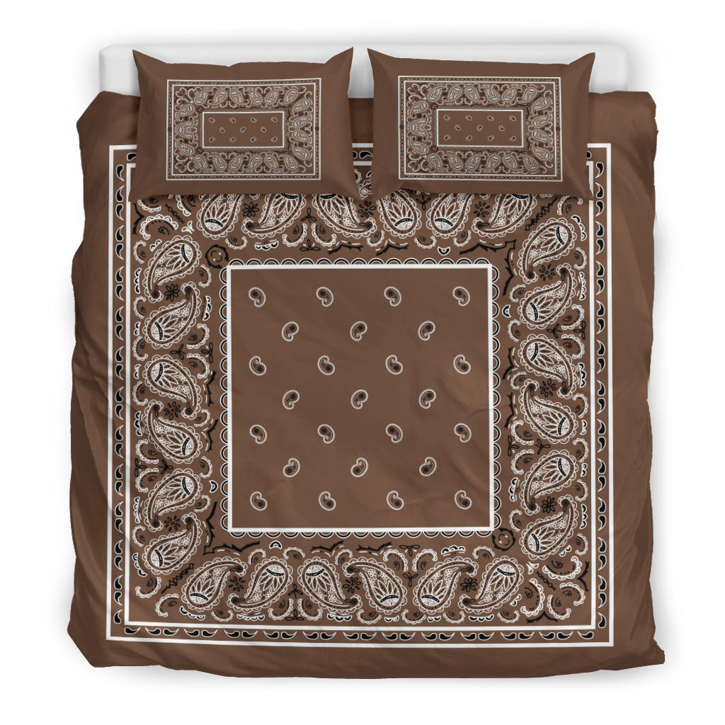 Duvet Set - Coffee Brown Traditional Bandana W Shams
