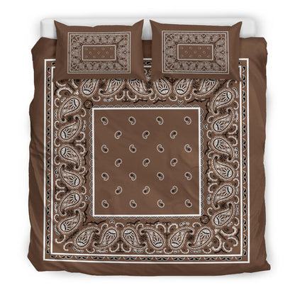 Duvet Set - Coffee Brown Traditional Bandana W Shams