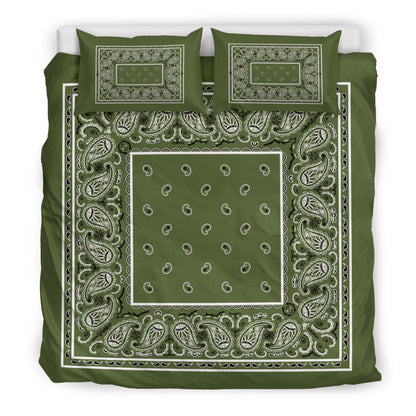 Duvet Set - Army Green Traditional Bandana w Shams