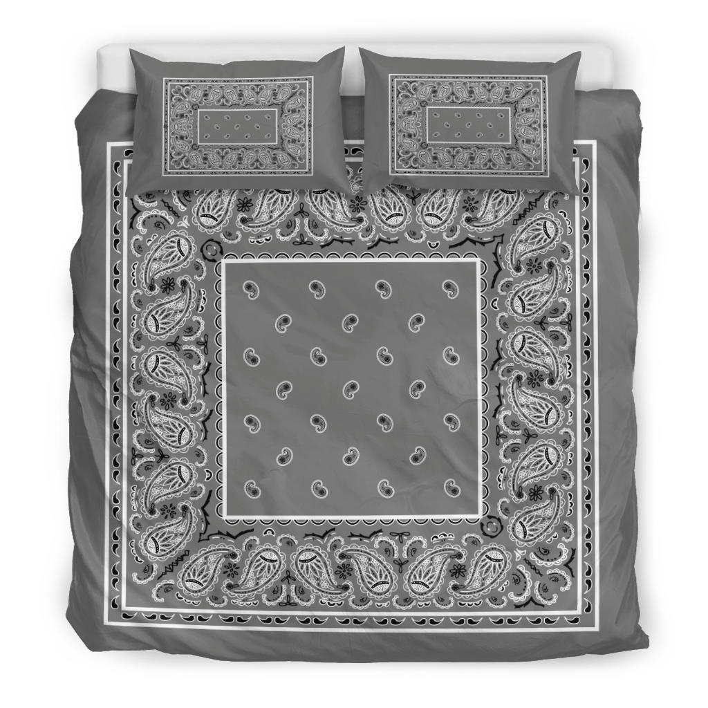 Duvet Set - Gray Traditional Bandana w Shams