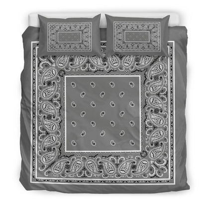 Duvet Set - Gray Traditional Bandana w Shams