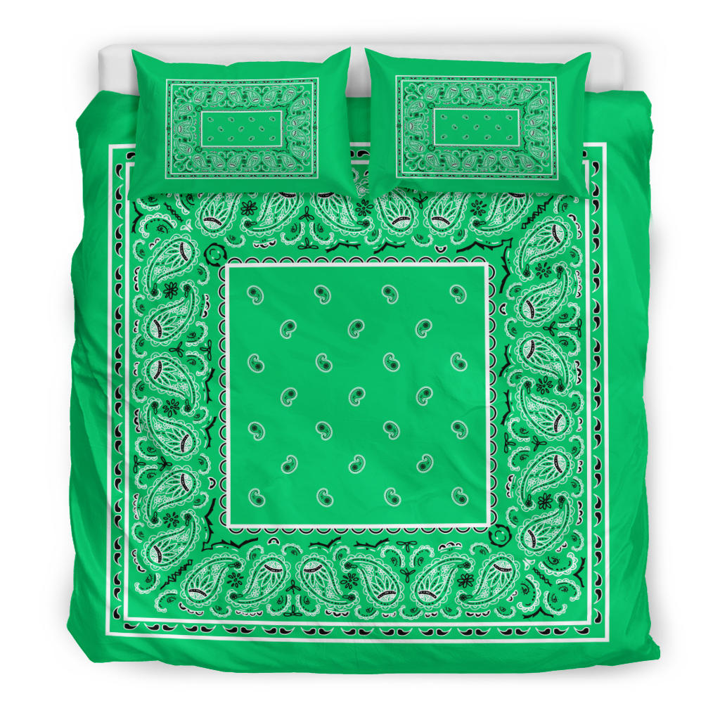 Duvet Set - Green Traditional Bandana w Shams