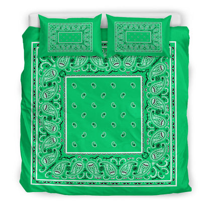 Duvet Set - Green Traditional Bandana w Shams