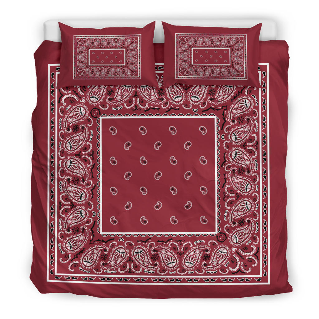 Duvet Set - Maroon Traditional Bandana w Shams