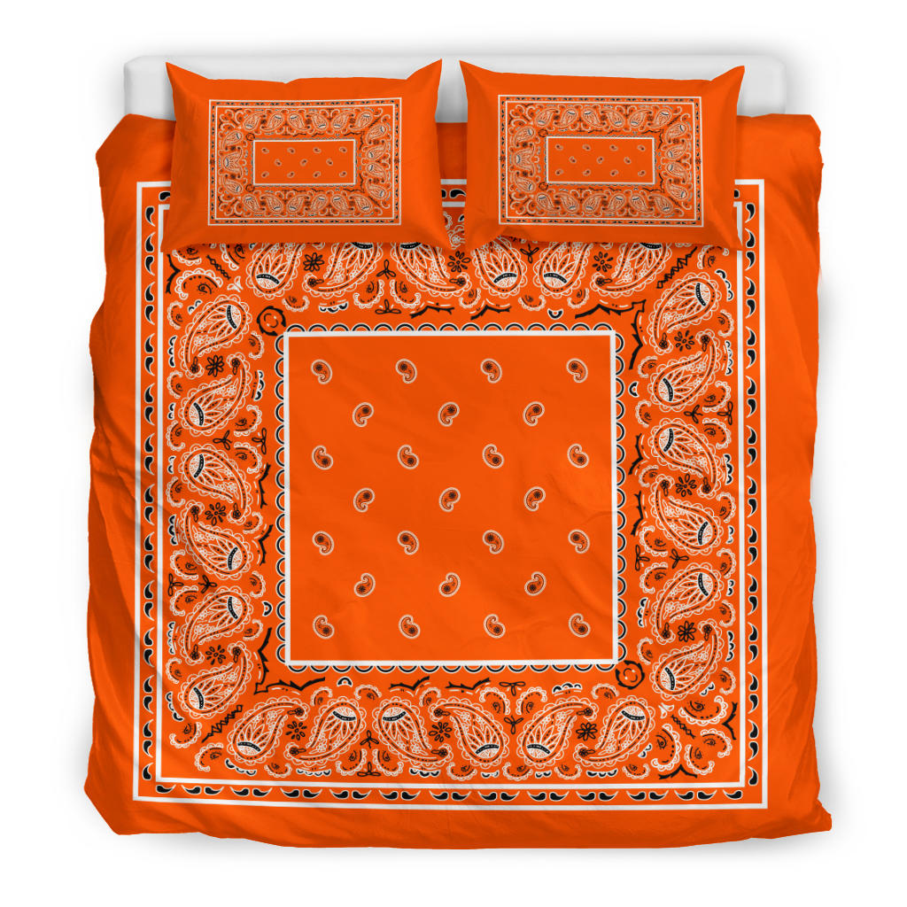 Duvet Set - Bright Orange Traditional Bandana w Shams