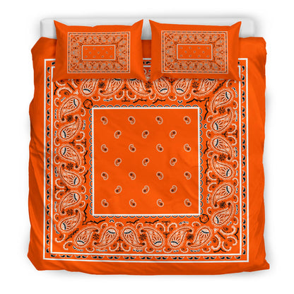 Duvet Set - Bright Orange Traditional Bandana w Shams