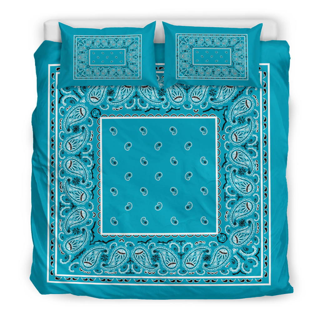 Duvet Set - Teal Traditional Bandana w Shams
