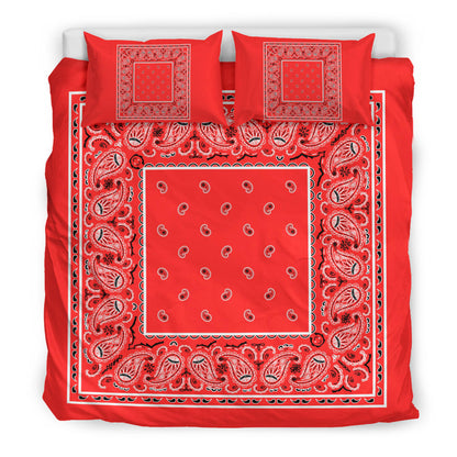 Duvet Cover Set - Traditional Red Bandana w Shams