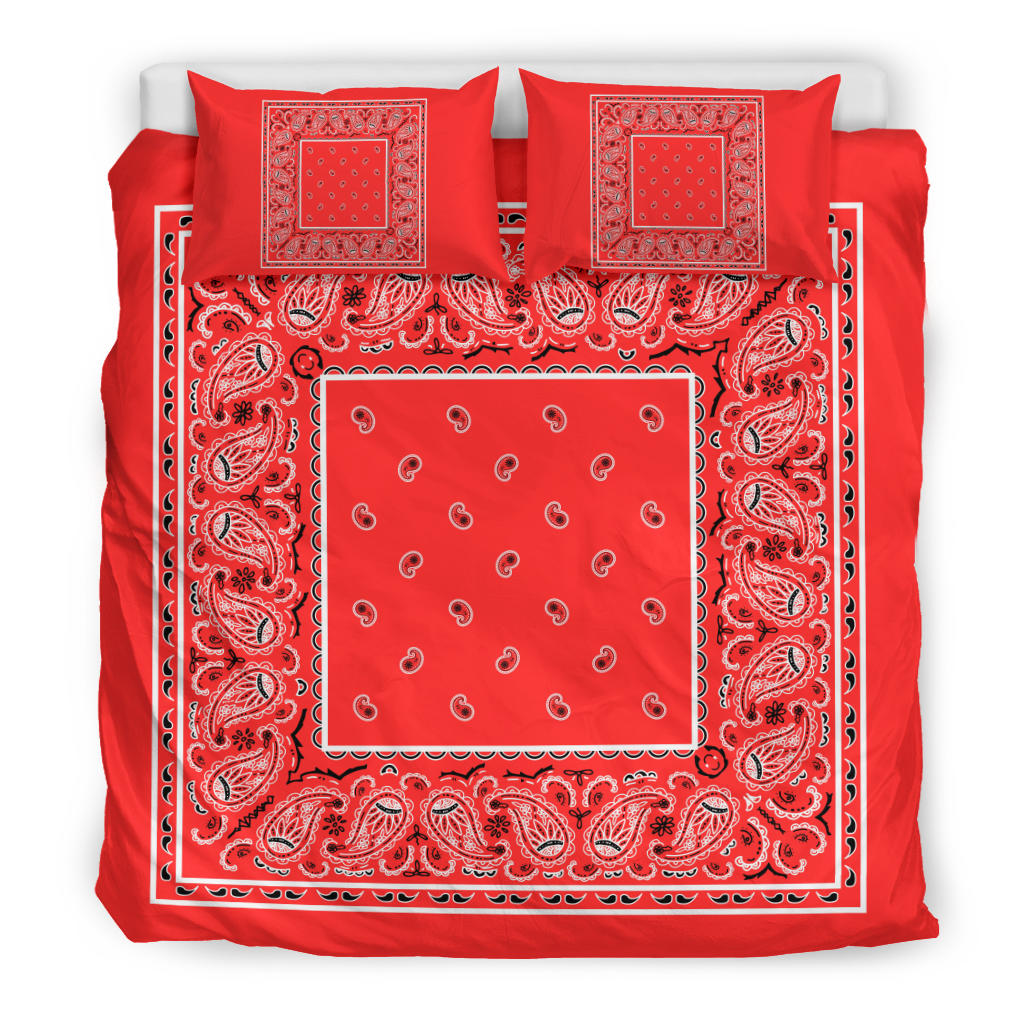 Duvet Cover Set - Traditional Red Bandana w Shams