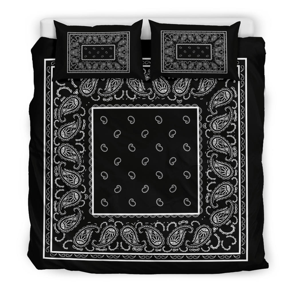 Duvet Set - Black Traditional Bandana w Shams