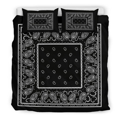 Duvet Set - Black Traditional Bandana w Shams