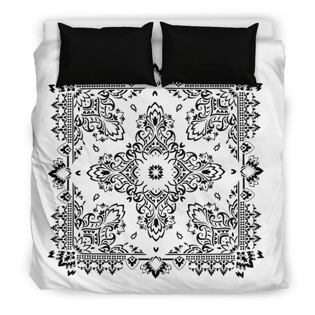 D2 Duvet Set - Black on White Bandana w Shams