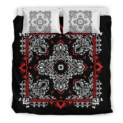 D2 Duvet Set - Black Bandana w White Shams