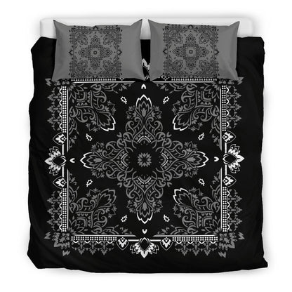 D2 Duvet Set - Black White Gray Bandana w Shams