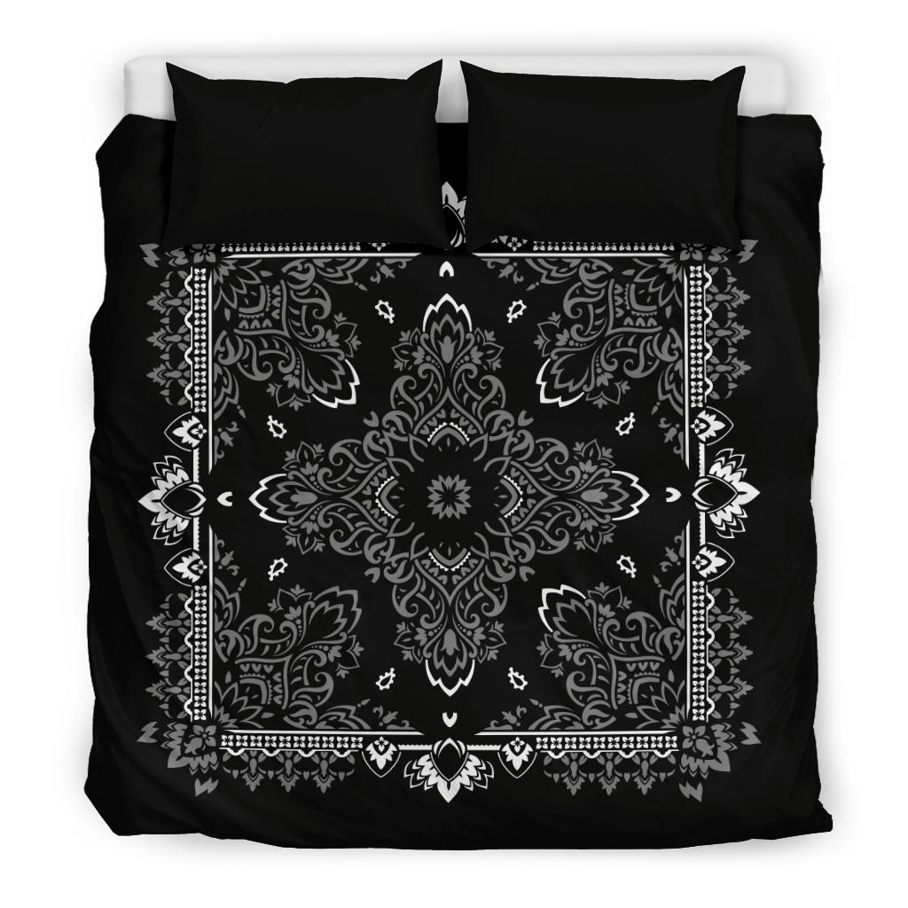 D2 Duvet Set Black and Gray Bandana with Blk Shams