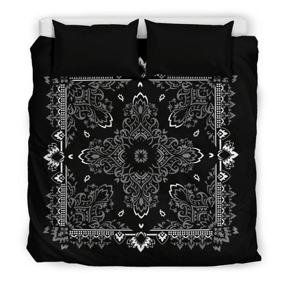 D2 Duvet Set Black and Gray Bandana with Blk Shams