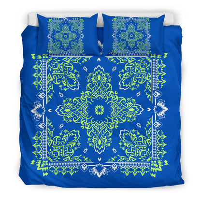 D2 Duvet Set - Blue White Lime Bandana w Shams