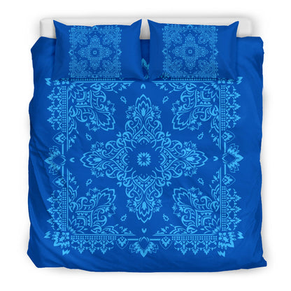 D2 Duvet Cover Set - Blue Lt Blue Bandana w Matching Shams