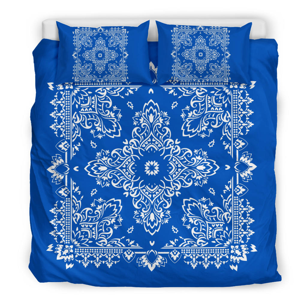 D2 Duvet Cover Set - Blue and White w Shams