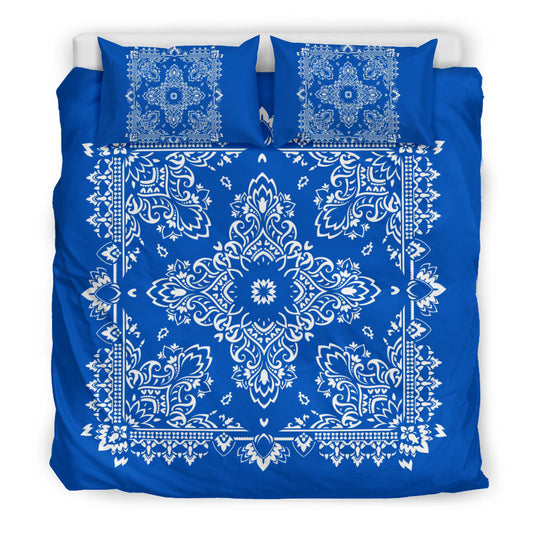 D2 Duvet Cover Set - Blue and White w Shams