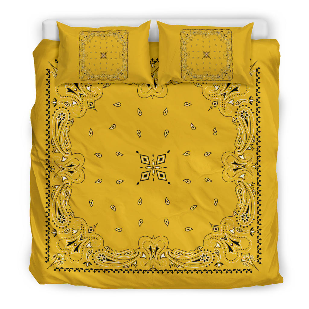 D3 Duvet Cover Set - Gold Traditional Bandana w/shams