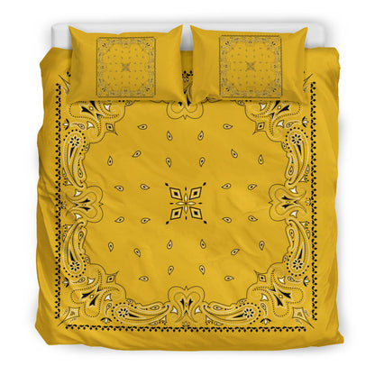 D3 Duvet Cover Set - Gold Traditional Bandana w/shams