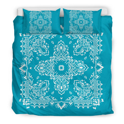 D2 Duvet Cover Set - Teal and White w Shams