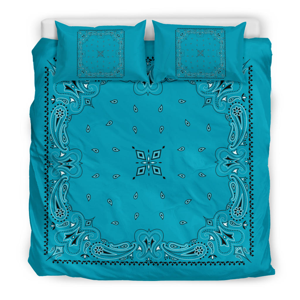 D3 Duvet Cover Set - Teal and White w Shams