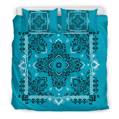 D2 Duvet Cover Set - Teal and White w Shams