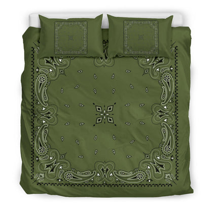 D3 Duvet Set - Army Green Traditional Bandana w Shams