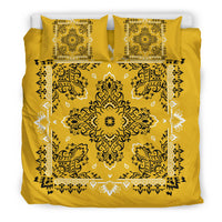 D2 Duvet Cover Set - Gold Traditional Bandana w Shams