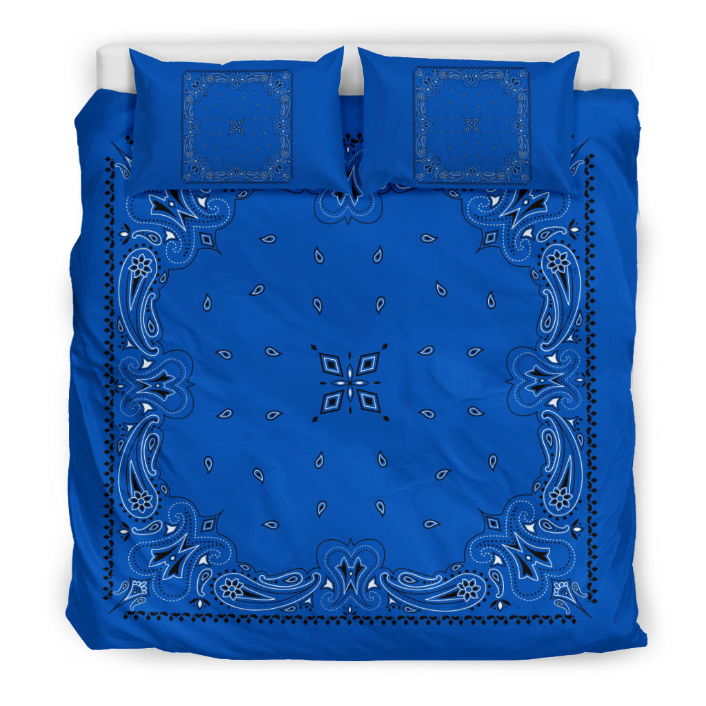 D3 Duvet Cover - Blue Traditional Bandana w Shams