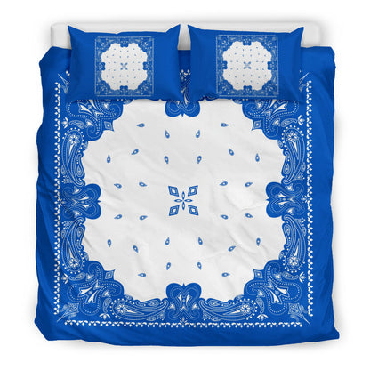 D3 Duvet Set - Blue White Traditional Bandana w Shams