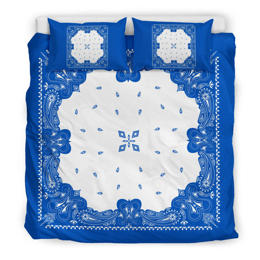 D3 Duvet Set - Blue White Traditional Bandana w Shams