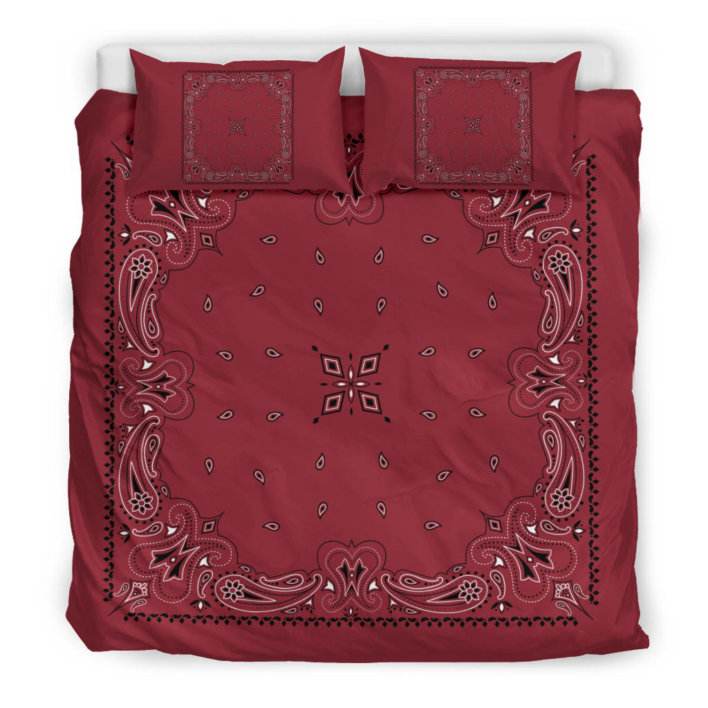 D3 Duvet Set - Traditional Maroon Bandana w Shams