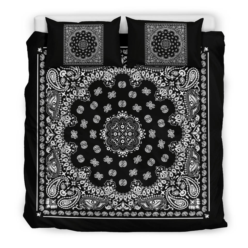 D4 Duvet Set - Black Traditional Bandana w Shams