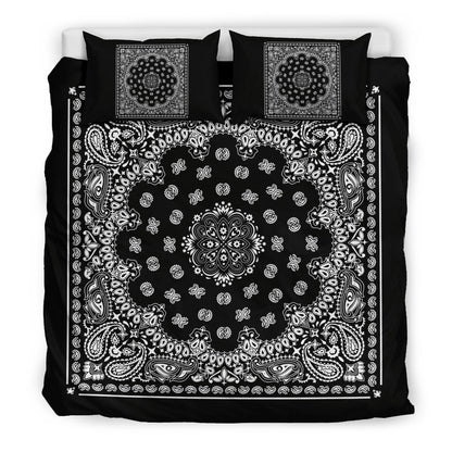 D4 Duvet Set - Black Traditional Bandana w Shams