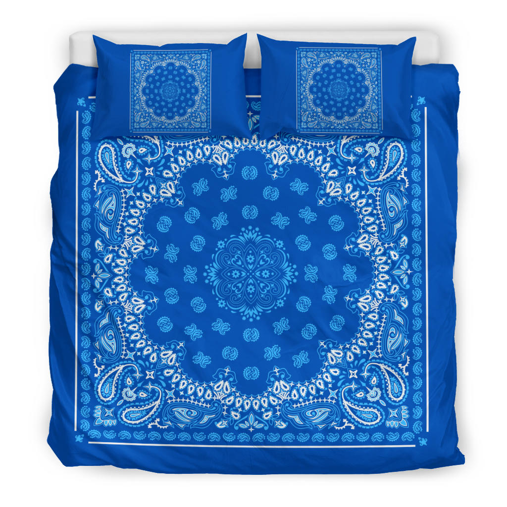 D4 Duvet Set Blue Lt Blue Bandana w Shams