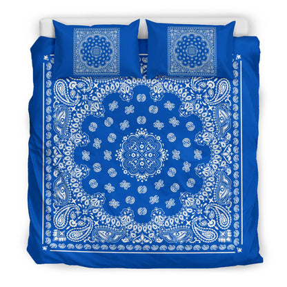 D4 Duvet Set Blue White Traditional Bandana w Shams