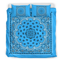 D4 Duvet Cover Set - Traditional Lt Blue Bandana w Shams