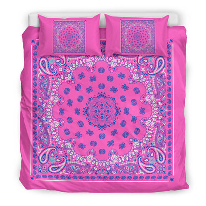 D4 Duvet Cover Set - Pink and Blue Bandana w Shams