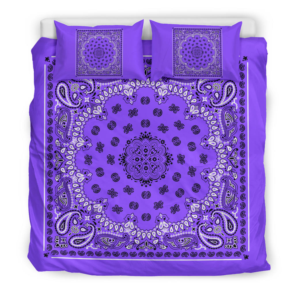 D4 Duvet Cover Set - Traditional Purple Bandana with Shams