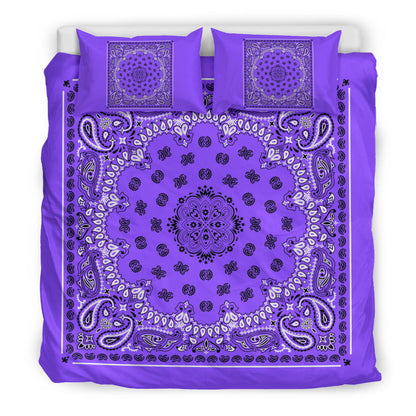 D4 Duvet Cover Set - Traditional Purple Bandana with Shams