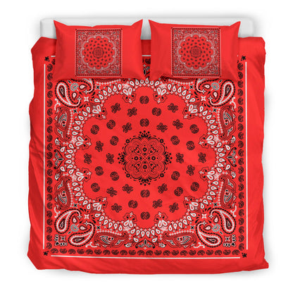 D4 Duvet Cover Set - Traditional Red and Black w Shams