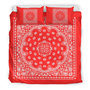 D4 Duvet Cover Set - Red and White Bandana w Shams