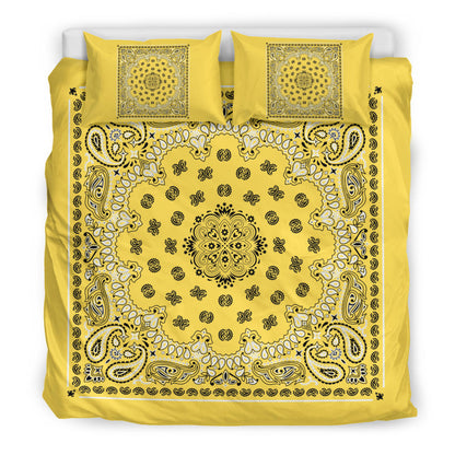 D4 Duvet Cover Set - Traditional Yellow Bandana w Shams