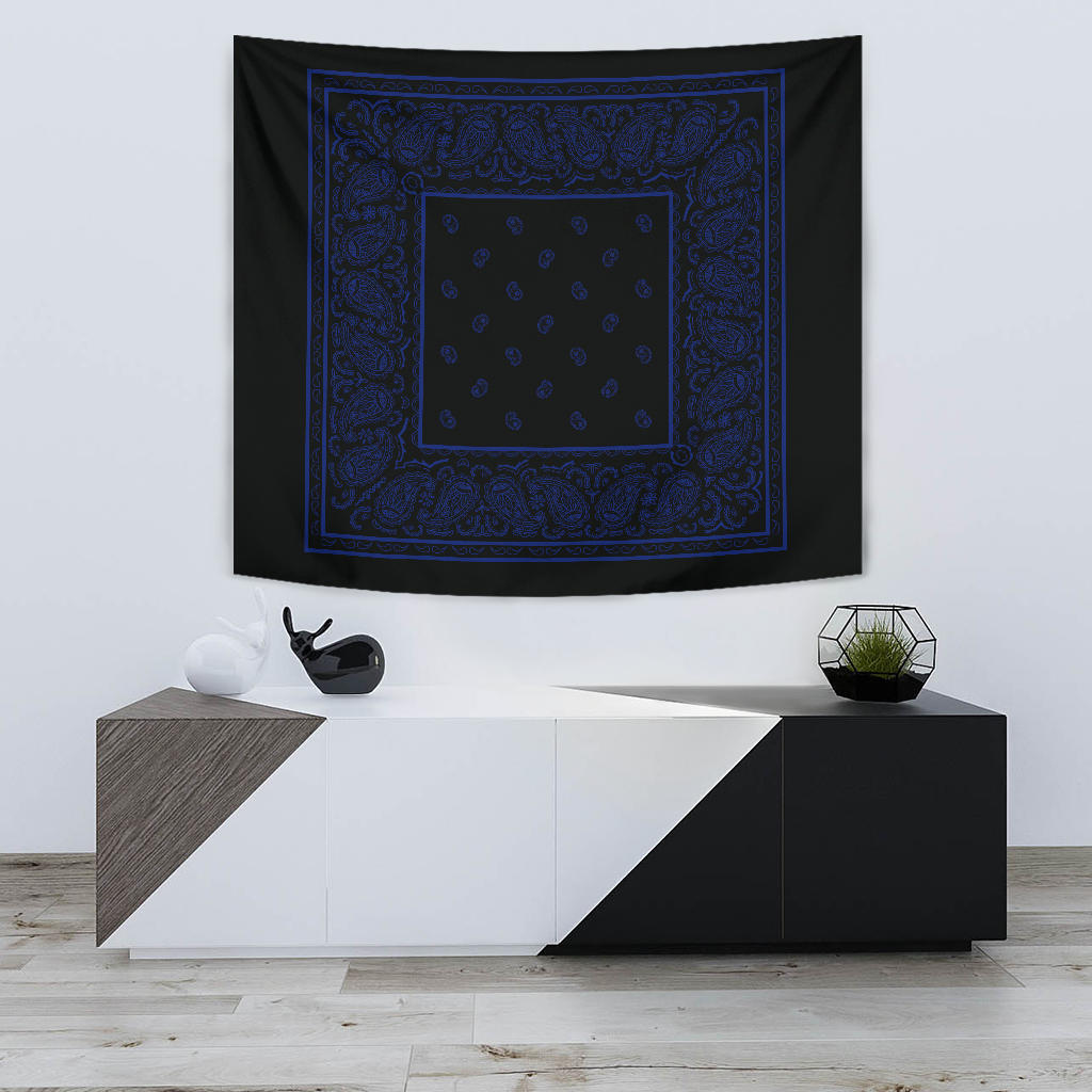 StreetTaps Black with Royal Blue Bandana Tapestry