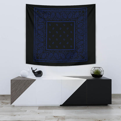 StreetTaps Black with Royal Blue Bandana Tapestry