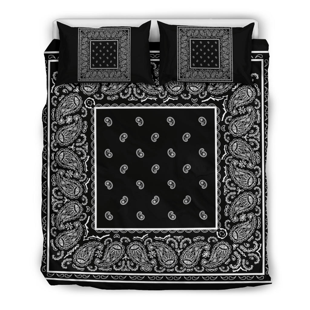 Duvet Cover Set - Black White Bandana