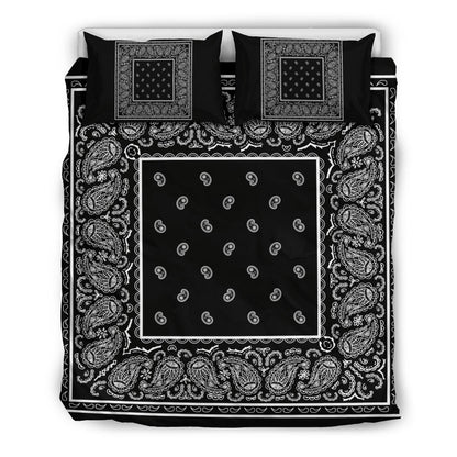 Duvet Cover Set - Black White Bandana